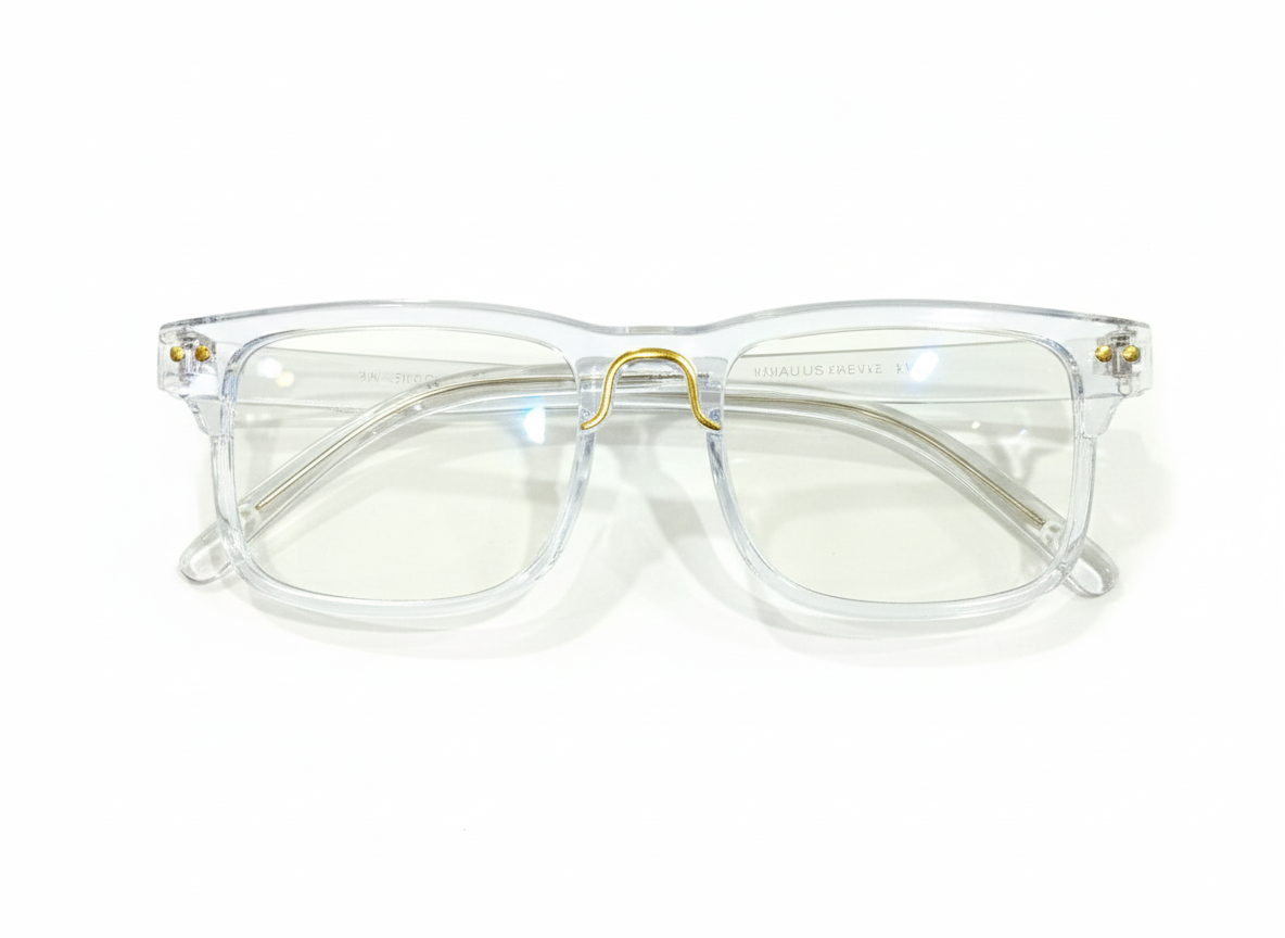 Eyezaar Premium Transparent & Gold Glasses for Men & Women | Model: EYEZAAR-0008