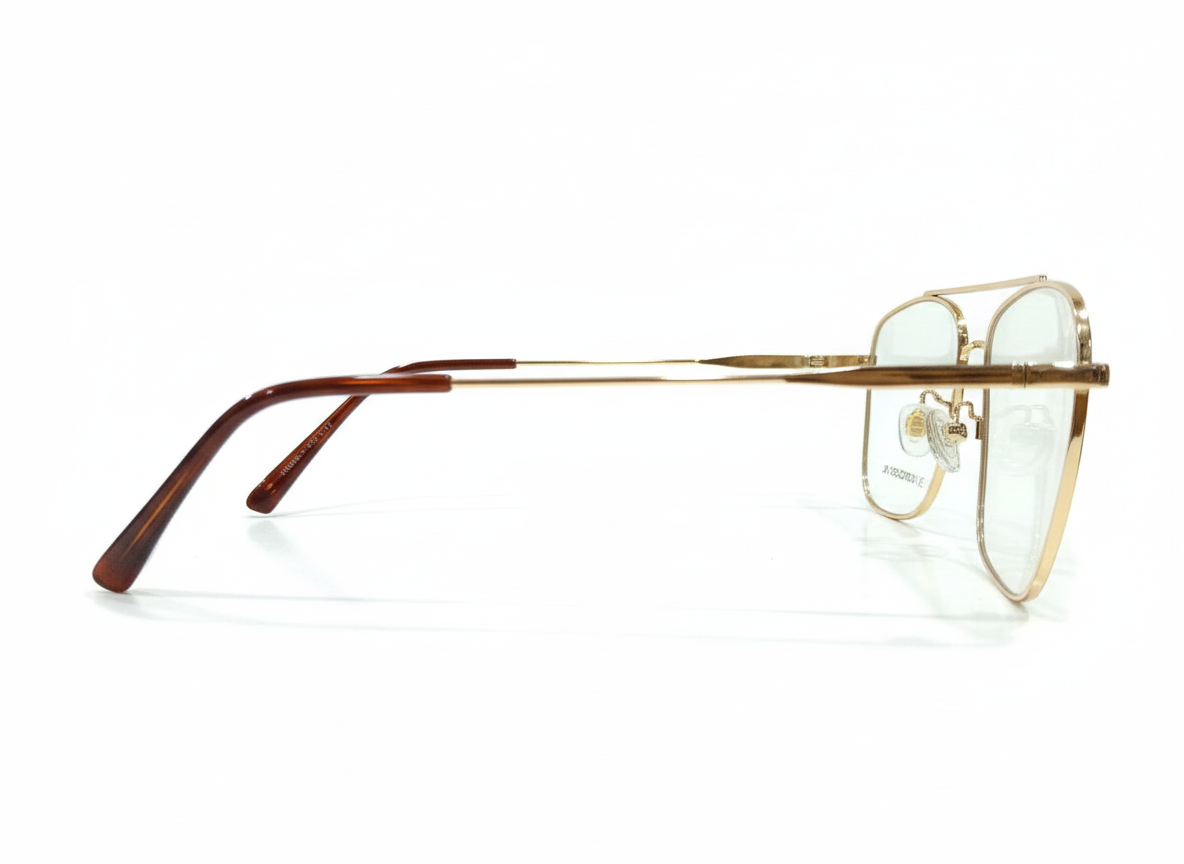 Eyezaar Premium Gold & Brown Metal Glasses for Men & Women | Model: EYEZAAR-0012