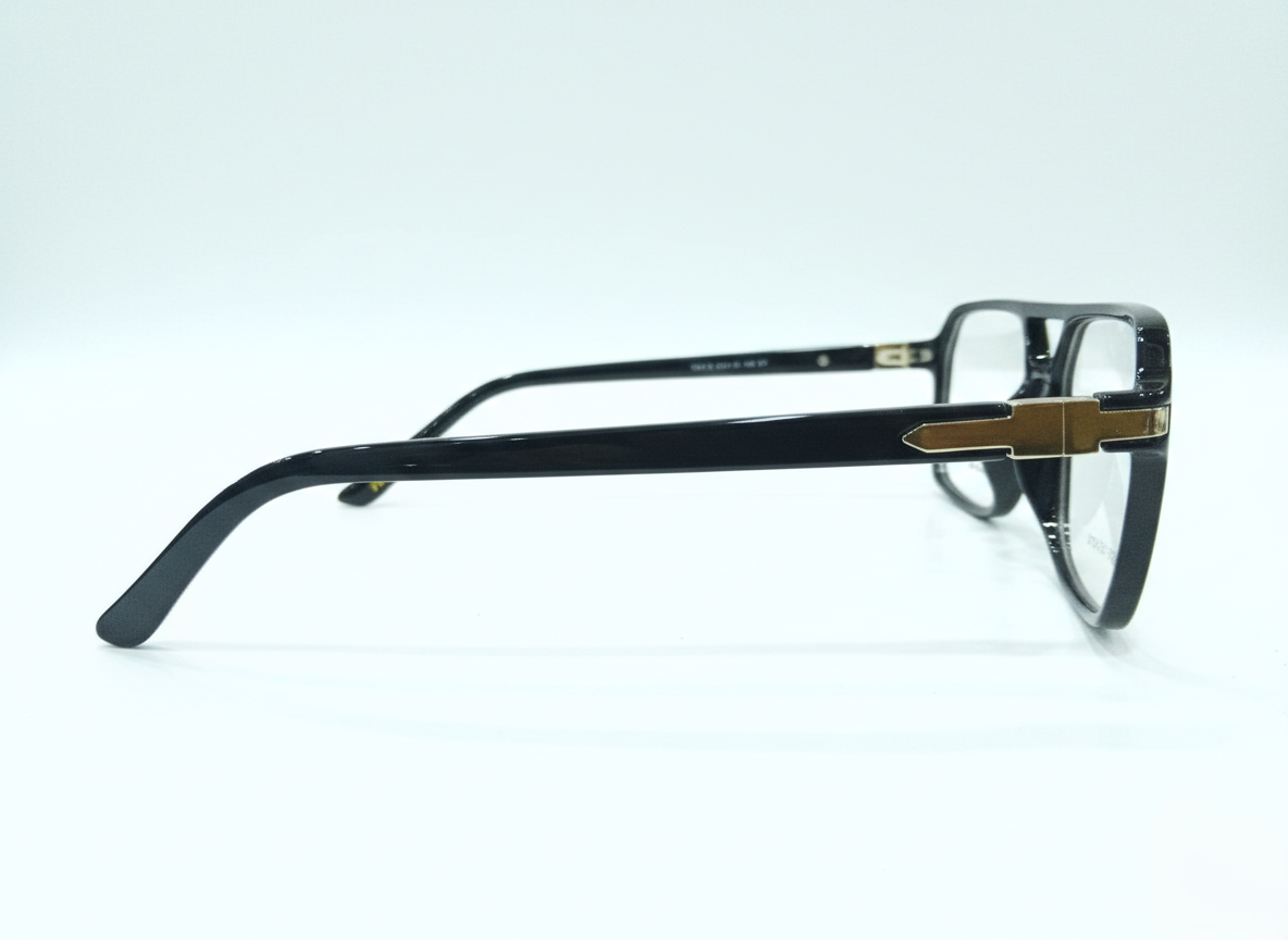 Eyezaar Classic Black Rectangular Glasses for Men & Women | Model: EYEZAAR-0015