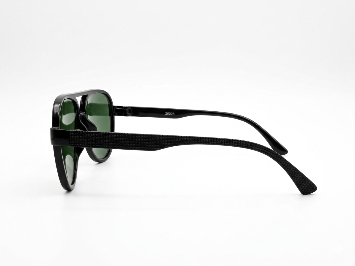 Eyezaar Aviator Black Frame Sunglasses with Green Lenses for Men & Women | Model: EYEZAAR-0019