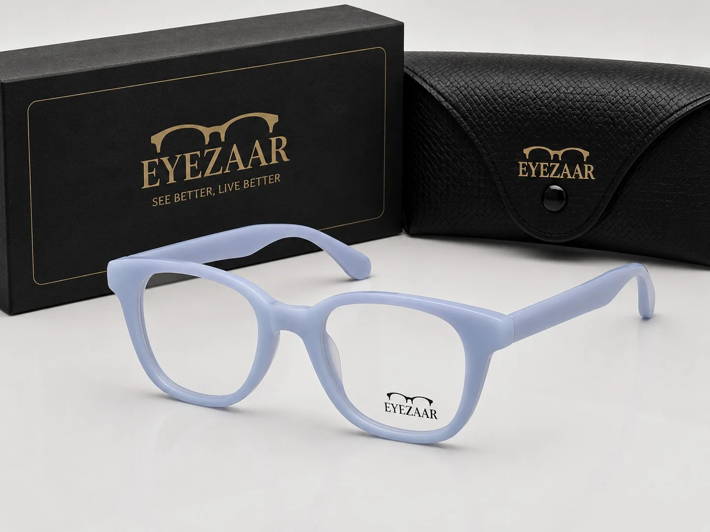 Eyezaar Soft Blue Round Eyeglasses Modern Prescription Frame