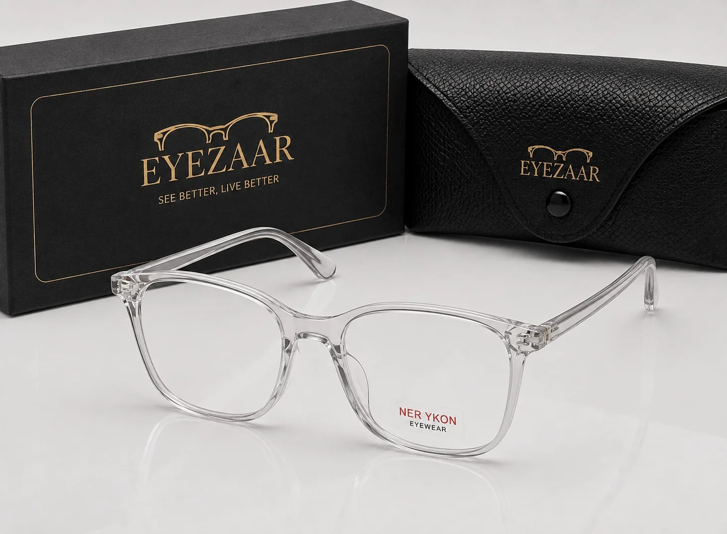 Eyezaar Crystal Clear Rectangular Eyeglasses Modern Prescription Frame
