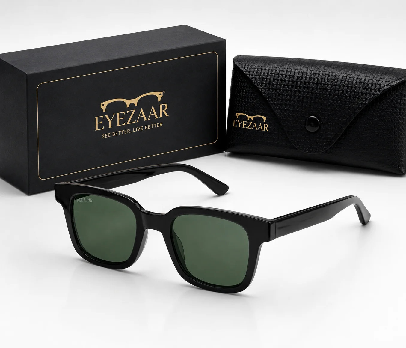 Eyezaar Modern Square Black Sunglasses for Men & Women | Model: EYEZAAR-0020