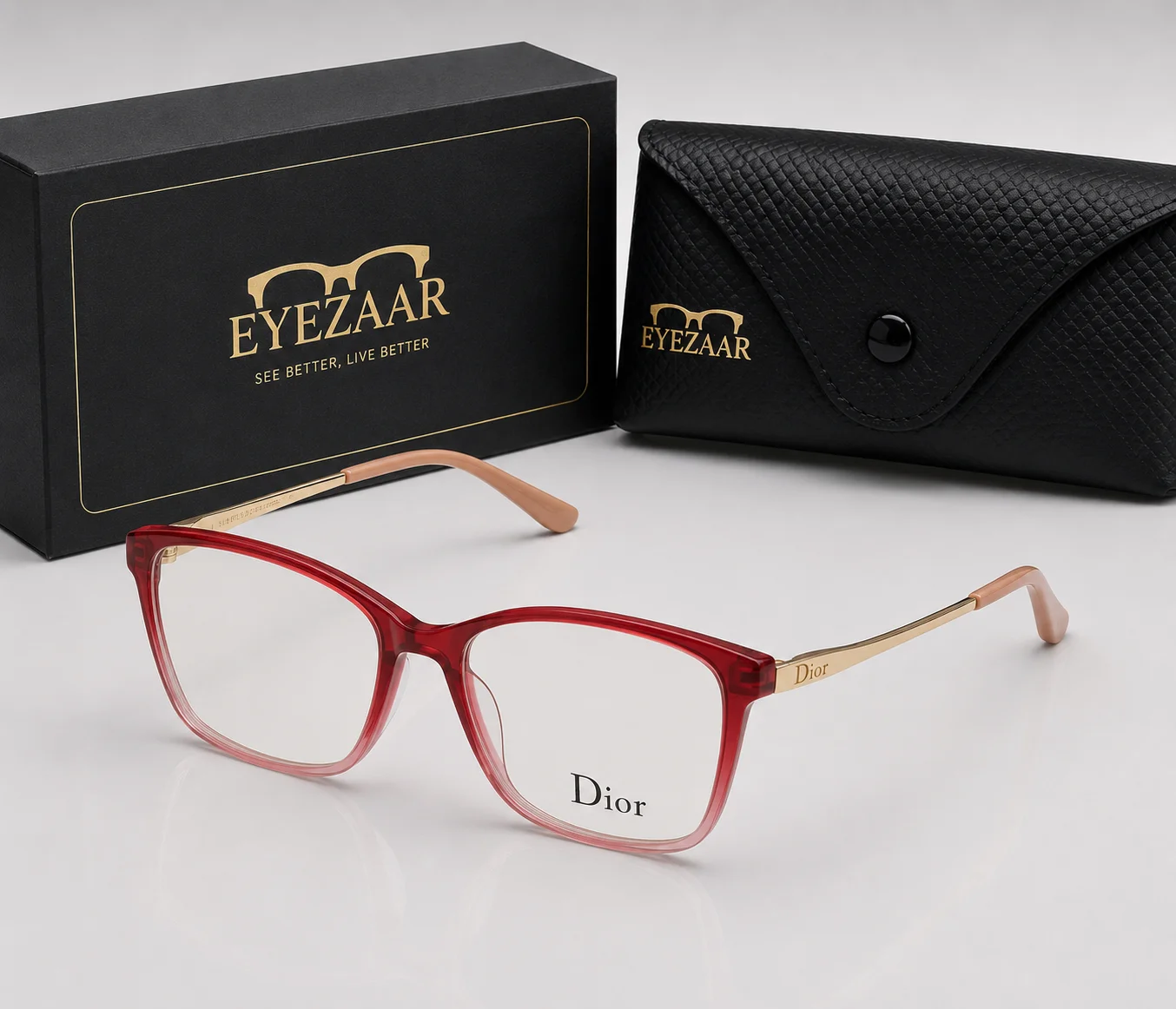Eyezaar Elegant Crystal Transparent Glasses for Men & Women (Red & Champagne) | Model: EYEZAAR-0016