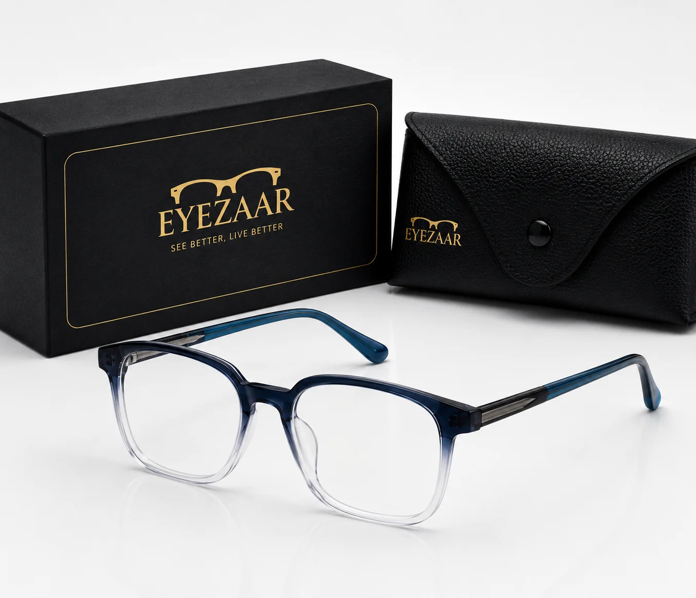 Eyezaar Transparent Blue Gradient Glasses for Men & Women | Model: EYEZAAR-0023