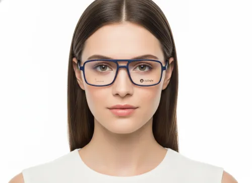 Eyezaar Premium Navy Blue Rectangular Glasses for Men & Women | Model: EYEZAAR-0014