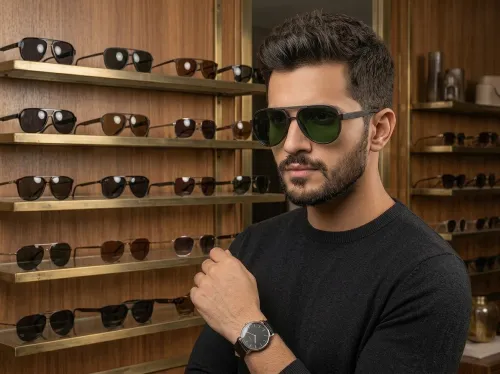 Eyezaar Aviator Black Frame Sunglasses with Green Lenses for Men & Women | Model: EYEZAAR-0019