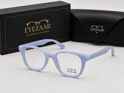 Eyezaar Soft Blue Round Eyeglasses Modern Prescription Frame