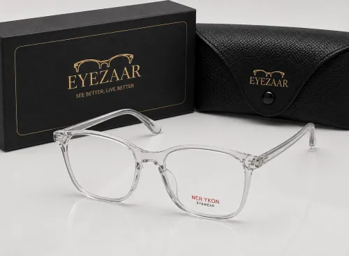 Eyezaar Crystal Clear Rectangular Eyeglasses Modern Prescription Frame